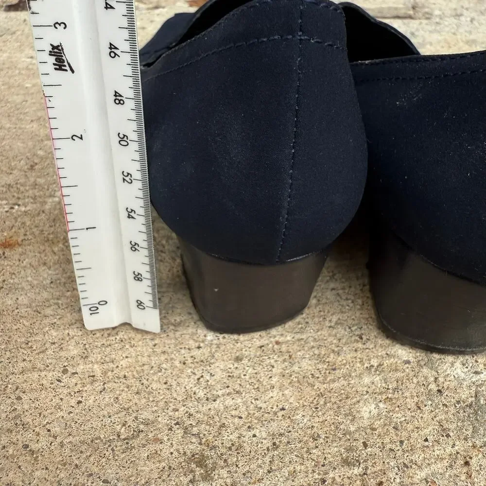 Rangoni Wedge Loafers Square Toe Vintage Italian Womens 7 B Navy Blue‎